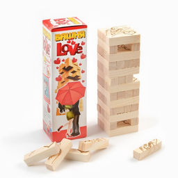 Падающая башня, дженга "LOVE", 56 брусков