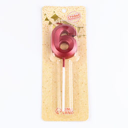 Цена за 2 шт. Свеча в торт на шпажке «Цифра 6», красная, 5 см