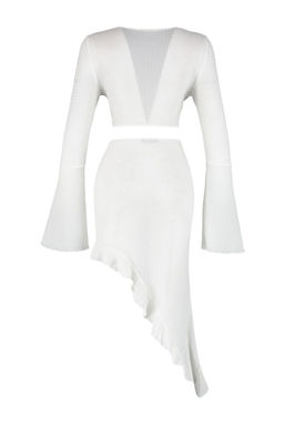 Plaj Giyim Beyaz Dokuma F?rf?rl? Bluz-Etek Tak?m TBESS23AU00040 - Trendyolmilla фото 8