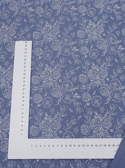 Теплый хлопок Букеты пионов на серо-фиолетовой дымке, ш.1.5м, хлопок-100%, 160гр/м.кв - Купава фото 5