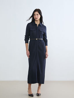 Kemerli Kad?n G?mlek Elbise