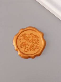 Цена за 4 шт. Сургучный оттиск «Спасибо», декоративный элемент для приглашений, конвертов и сертификатов, золото, d=3.2 см