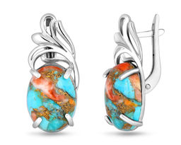Серьги, бирюза устричная голубая, СПН4050