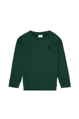 Erkek _ocuk Koyu Ye_il Basic Bisiklet Yaka Sweatshirt Sepette S_rpriz _ndirim