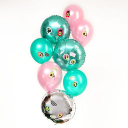 Воздушные шары, букет «С ДР. Авокадо пати», набор 8 шт., с наклейками