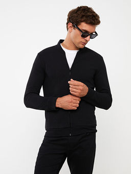 Kolej Yaka Uzun Kollu Erkek Fermuarl? Sweatshirt