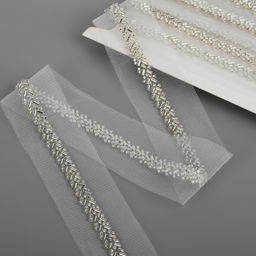 Тесьма декоративная с бисером, 35 мм, 4.5±0.5 м, белая