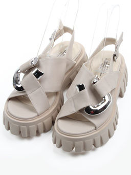 08-XL650-118 BEIGE Босоножки женские (натуральная кожа)