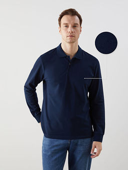 Polo Yaka Erkek Dokulu Sweatshirt