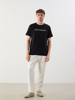 Bisiklet Yaka K?sa Kollu Bask?l? Penye Erkek Ti??rt