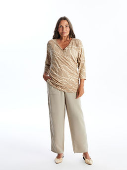 Kruvaze Yaka Desenli Kad?n Bluz