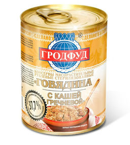 ГРОДФУД Говядина с кашей гречневой рубленая ж/б 340г
