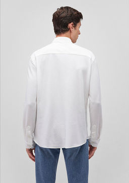 Beyaz Orme Gomlek - Mavi фото 4