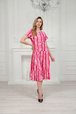 Платье женское из кулирки Кармелита малиновая роза