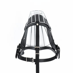 Намордник металлический №4 с трехсторонним ремешком, прессованная кожа, чёрный - Пижон фото 5