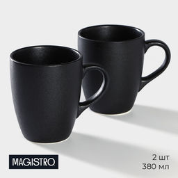 Кружка Magistro Carbon, 380 мл, фарфор, чёрная