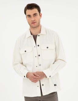 Ekru Klasik Yaka _ift Cepli Oversize G_mlek Ceket
