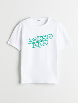 Bisiklet Yaka Tokyo Bask?l? Erkek ?ocuk Ti??rt