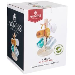 НАБОР ИЗ 4-Х КРУЖЕК DOUBLE-WALL 250 МЛ. ДИА=7,5 СМ. В=10,5 СМ. НА ПОДСТАВКЕ - Agness фото 2