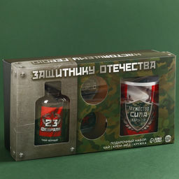 Набор Защитнику отечества: чай чёрный 50 г., кружка 300 мл., крем-мёд с имбирём и апельсином 60 г (2 шт. х 30 г). - Фабрика счастья фото 6