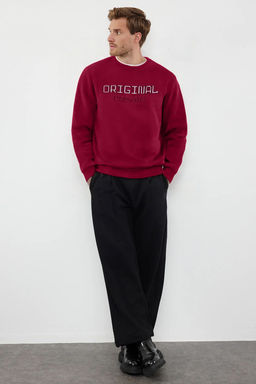 TRENDYOL MAN Tas Slim/Dar Kesim Kabar?k Bask?l? Ici Polarl? Sweatshirt TMNAW25SW00150