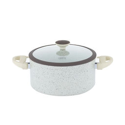 0433 GIPFEL Кастрюля SONRIZO 24см/5,5л из кованого алюминия со стеклянной крышкой, с индукционным дном, с 3-слойным антипригарным мраморным покрытием Excilon Marble. Толщина: 2,0/4,0мм  фото 2