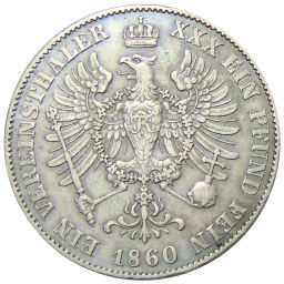 1 союзный талер 1860 года Германские государства  Пруссия