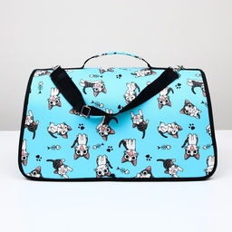 Сумка-переноска каркасная Играющие котики, размер L, 53 х 21 х 29 см, голубая - Пижон фото 3