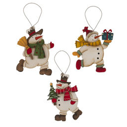 Изделие декоративное подвесное "Снеговик", L8 W0,5 H11,5 см, 4в.