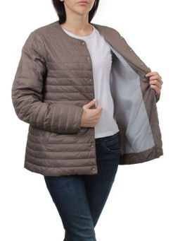 K-527 GRAY BROWN Куртка демисезонная стеганая женская (70 гр. холлофайбер) - Fashion фото 7
