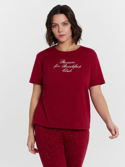 Пижама женская бордовая с принтом - Mark formelle фото 3