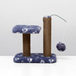 Когтеточка для котят двойная, 30 х 20 х 34 см, джут, серая с лапками - Пижон фото 10