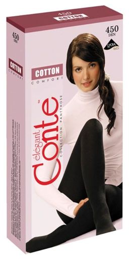 Колготки Conte Elegant Cotton 450 хлопок черные  фото 2