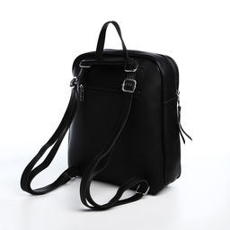 Рюкзак женский из искусственной кожи на молнии, 3 кармана, цвет чёрный - Simaland фото 3