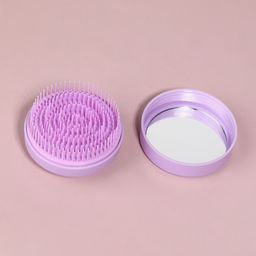 Расчёска массажная, круглая, складная, с зеркалом, d=7.5 см, в коробке, сиреневая