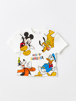 Bisiklet Yaka K?sa Kollu Mickey ve Arkada?lar? Bask?l? Erkek Bebek Ti??rt