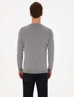 Gri Slim Fit Kazak - Cacharel фото 5