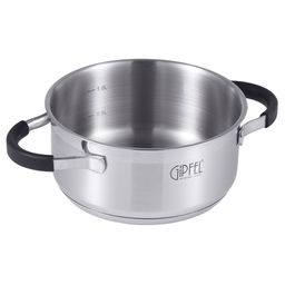 1732 GIPFEL Кастрюля METROPOLE 16x7,5см/1,5л со стеклянной крышкой, с индукционным капсульным дном. Материал: нерж. сталь 18/10, силикон. Толщина: 0,6мм  фото 3