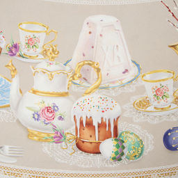 Скатерть Этель Пасхальные куличи d=148 см, 100% хл, саржа 190 гр/м2  фото 4