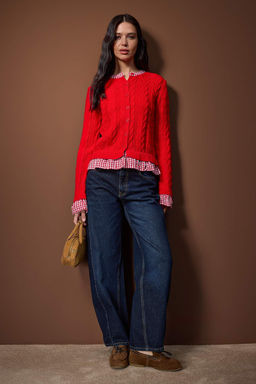 Lacivert Ekose Garni Yaka Detayl? Triko H?rka TWOAW26HI00259 - Trendyolmilla фото 5