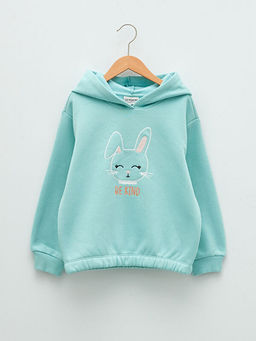 Kap??onlu Nak??l? Uzun Kollu K?z ?ocuk Sweatshirt