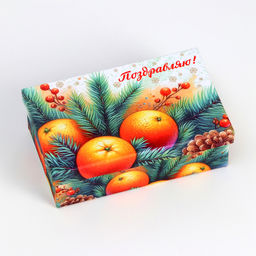 Набор подарочных новогодних коробок 10 в 1 "Мандариновое счастье", 32,5 х 20 х 12,5 - 12 х 7 х 4 см.