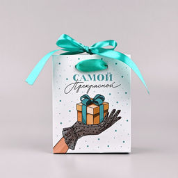 Цена за 3 шт. Пакет ламинированный с лентой Самой прекрасной, S 12?5.5?15 см