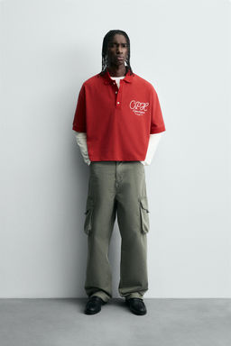 EMBROIDERED SLOGAN POLO SHIRT