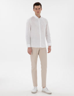 Beyaz Slim Fit Keten G_r_n_ml_ G_mlek - Pierre cardin фото 4