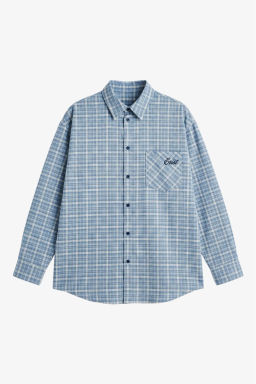 Рубашка в клетку с карманом Ледяной голубой - Erist store фото 2