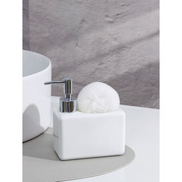 Дозатор для моющего средства с подставкой для губки SAVANNA Природа, 450 мл, цвет белый