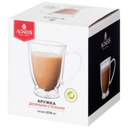 КРУЖКА С ДВОЙНЫМИ СТЕНКАМИ DOUBLE-WALL 270 МЛ. ДИАМЕТР=9 СМ. ВЫСОТА=11 СМ. - Agness фото 2