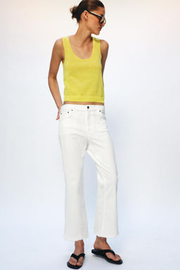 JEANS ZW COLLECTION CROPPED FLARE TIRO MEDIO / Blanco - Zara фото 4