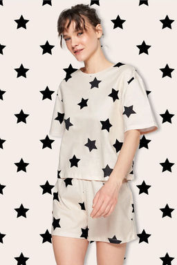 Trendyolmilla Cok Renkli %100 Pamuklu Y?ld?z Desenli Sortlu Orme Pijama Tak?m? THMSS22PT0501  фото 40